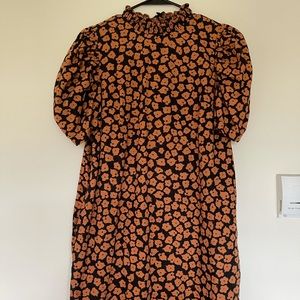 Black and orange floral dress